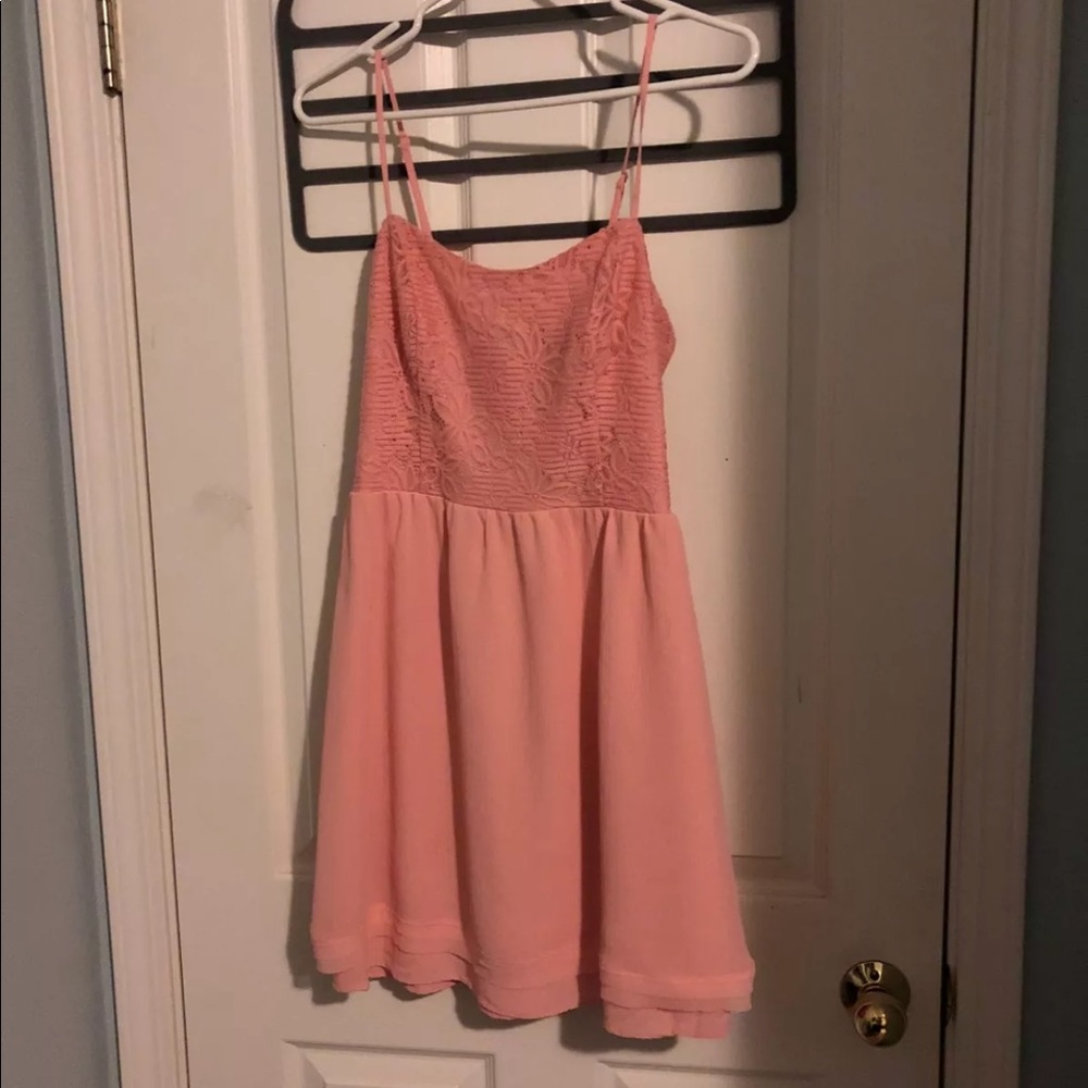 Peach dress with back cutouts